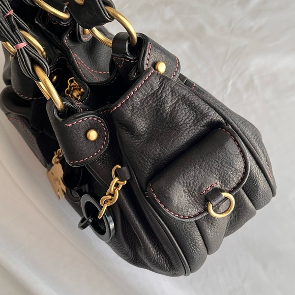 Juicy Couture Y2K Leather Scotty Dog Black & Gold Handbag - Picture 10 of 13